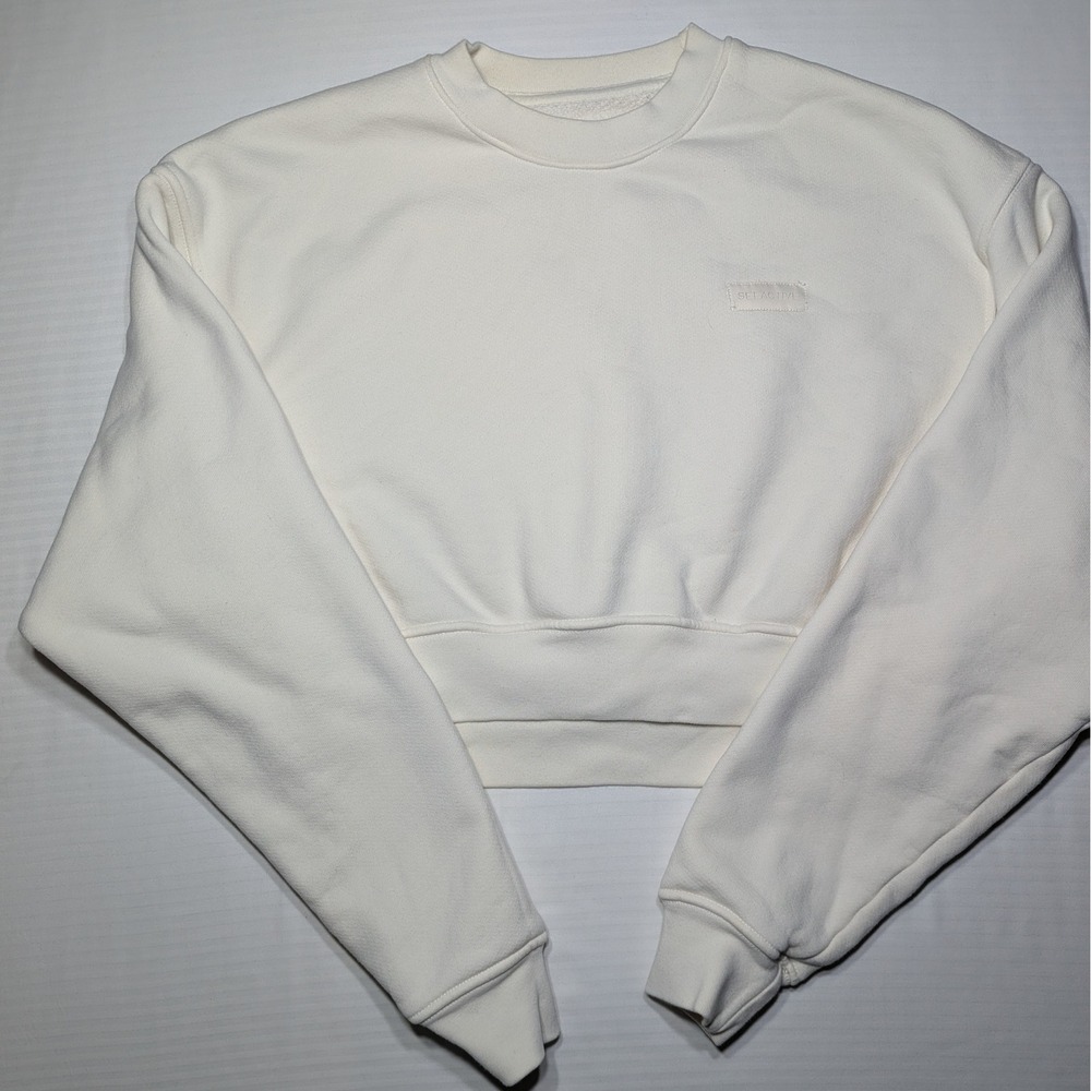 SET ACTIVE XS Off White Cropped Sweatshirt 100% Cotton Made in USA Streetwear